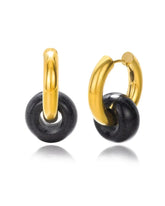 18k gold-plated stainless steel, Tarnish-free, Waterproof, Suitable for sensitive skin, gold earrings, retro earrings, vintage charm, classic earrings, beautiful earrings, timeless earrings, hoop earrings, charm earrings, blue/black earring
